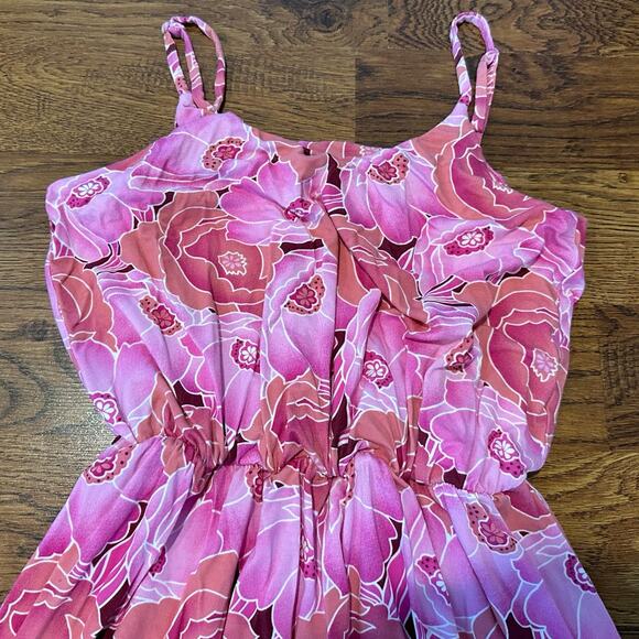 Lush Women's Summer Cami Strap Pink Floral Maxi Dress - Small Vacation Ready - Picture 3 of 8